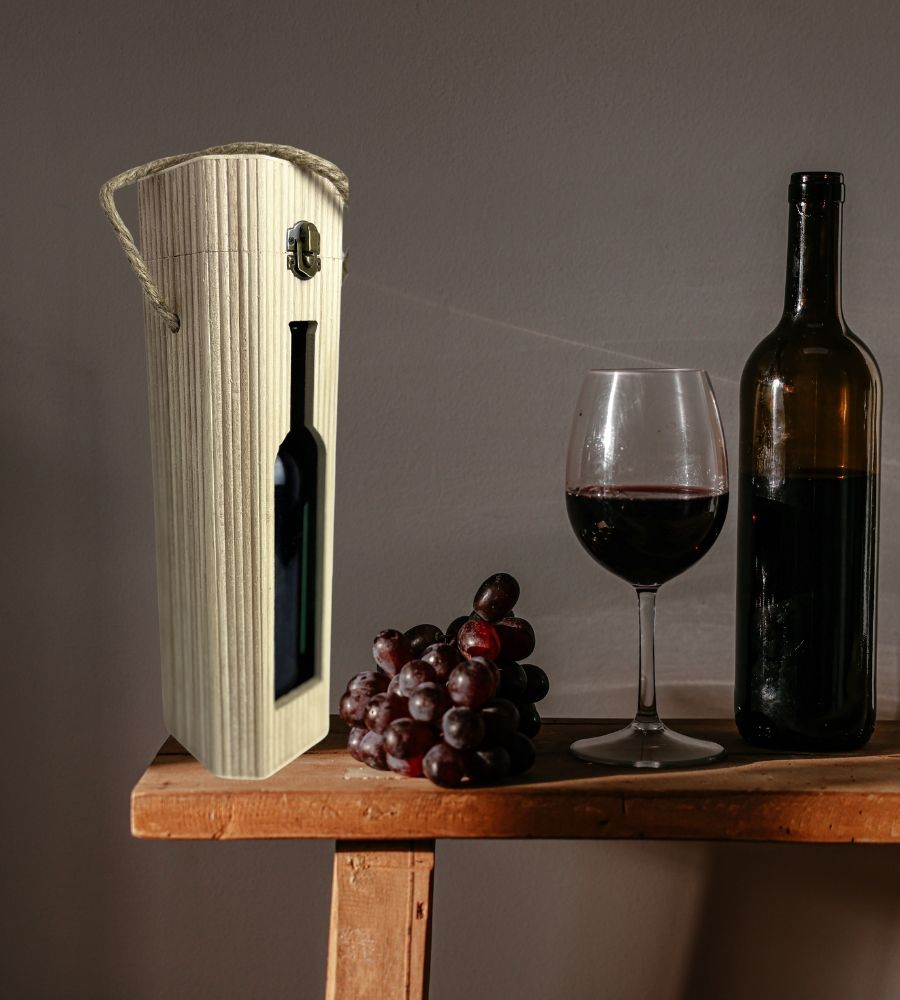 Cassetta Portabottiglie in Legno Verticale Scatola Bottiglie Vino Decoupage