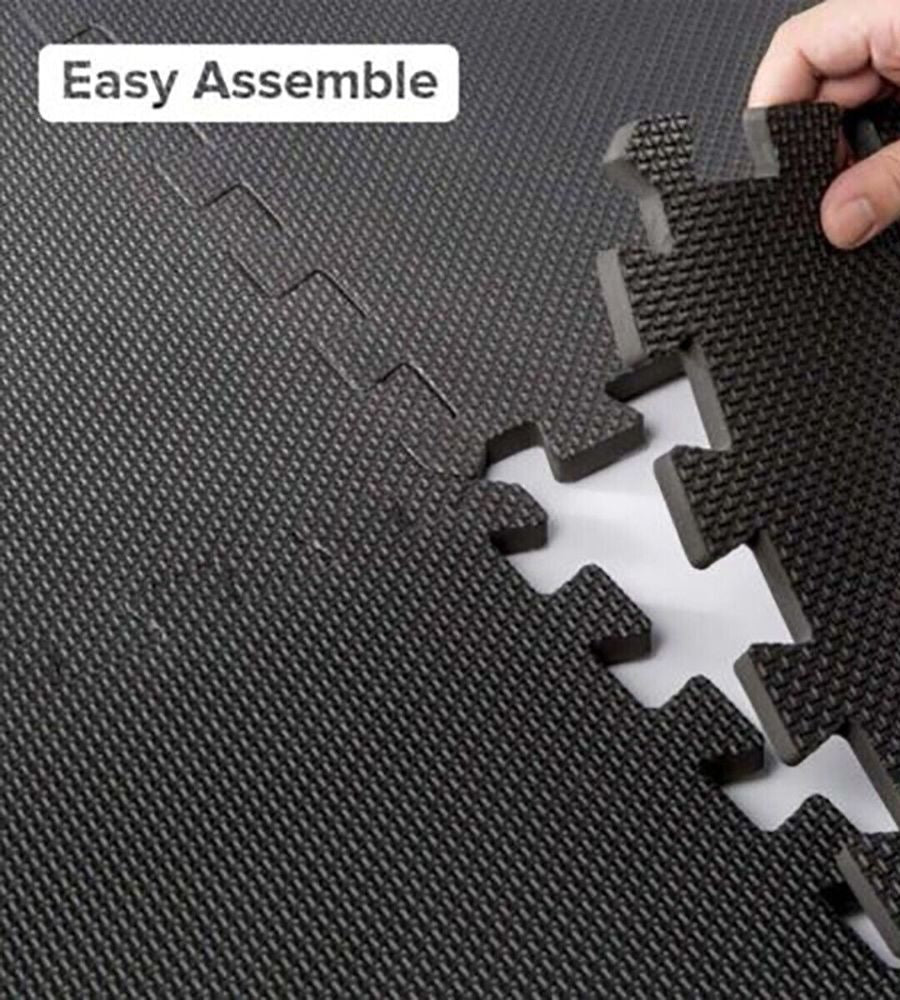 Tappeto Puzzle Tappetino Fitness Multiuso Palestra Schiuma 10PZ 29 X 29 CM Nero