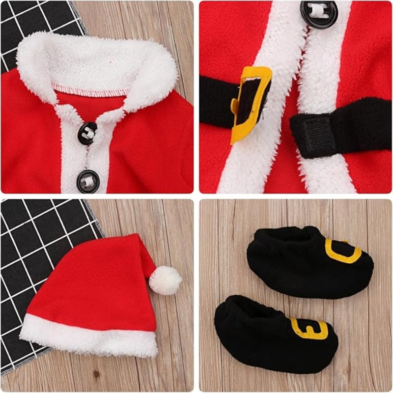Vestito Natalizio Completo Bambino Neonato Babbo Natale 0/12 Mesi 4 Pezzi