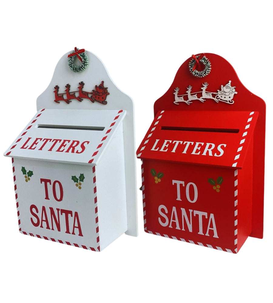 Cassetta Lettere di Babbo Natale in Legno 32 x 20 cm Buca Postale Natalizia