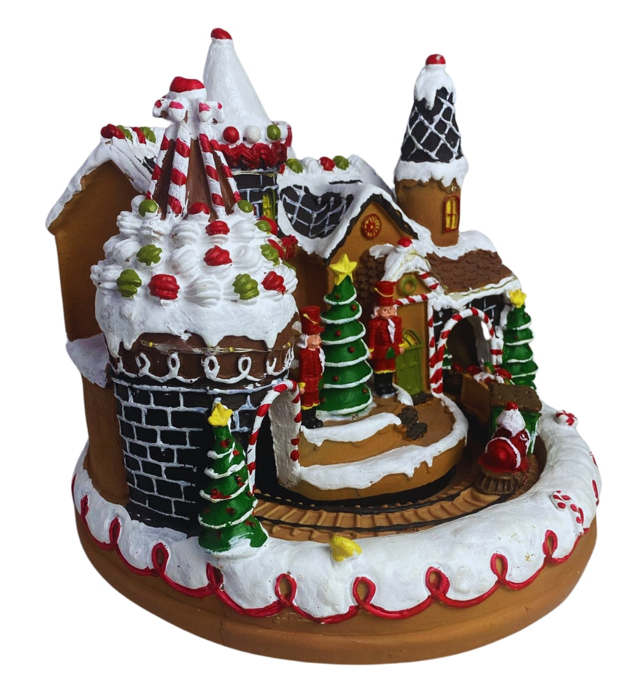 Scenario Natalizio Villaggio Babbo Natale Cake Treno Luci Suoni e Movimento