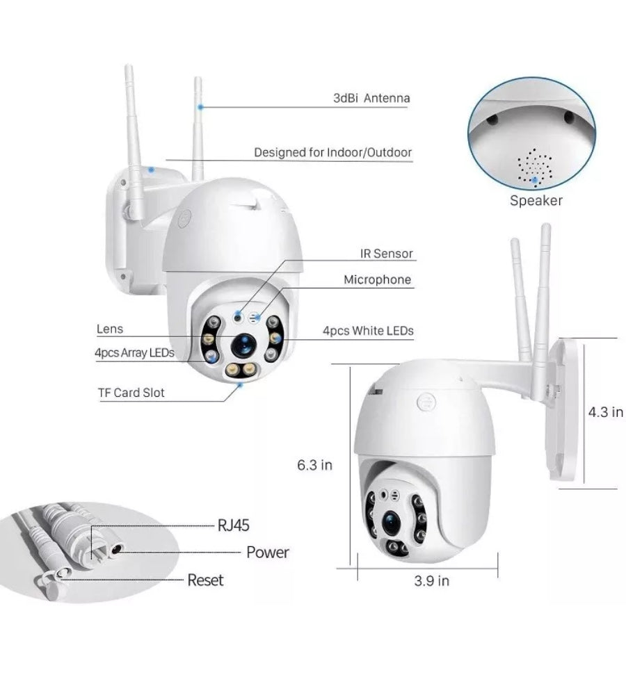 Telecamera IP Cam PTZ WiFi Esterna Motorizzata Sorveglianza Smart App ICSEE