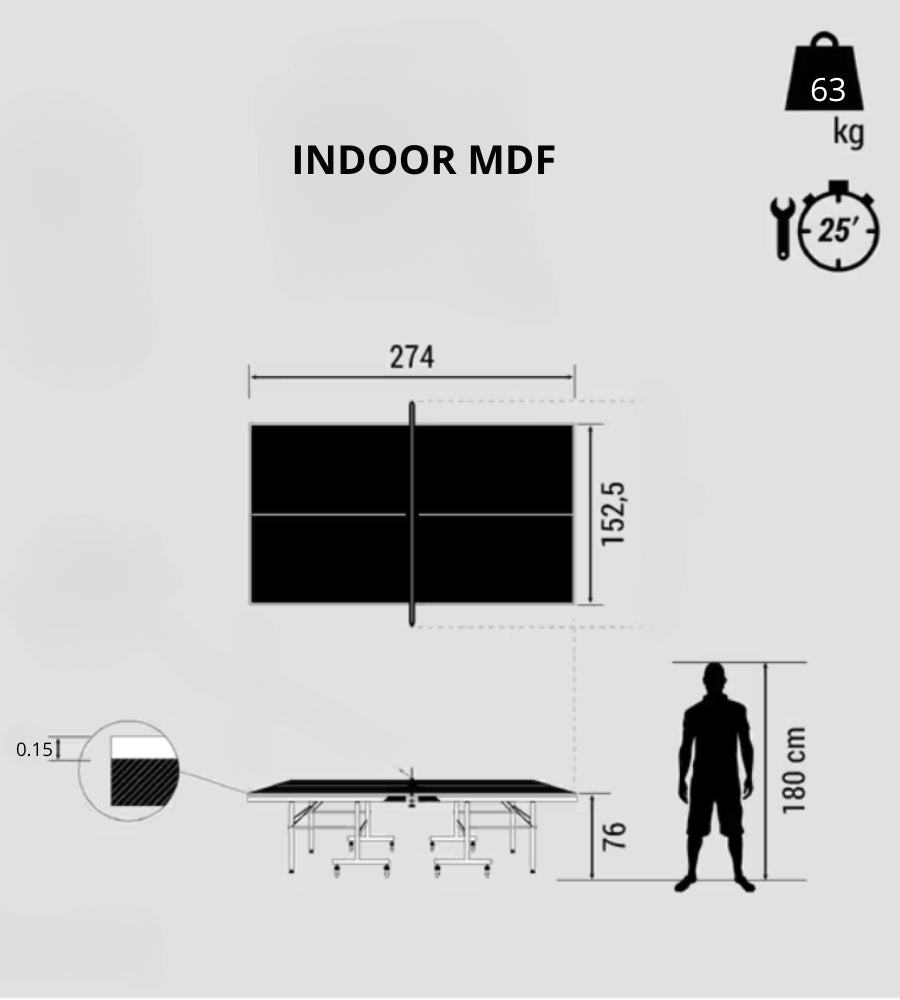 Tavolo da Ping Pong Pieghevole Indoor Interno Tavolo in MDF Tubolari Metallo