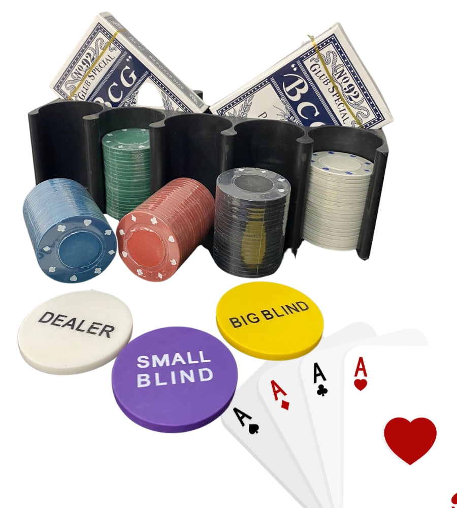 200 Fiches da Poker Tappeto Carte Dealer Gettoni Texas Holdem Black Jack