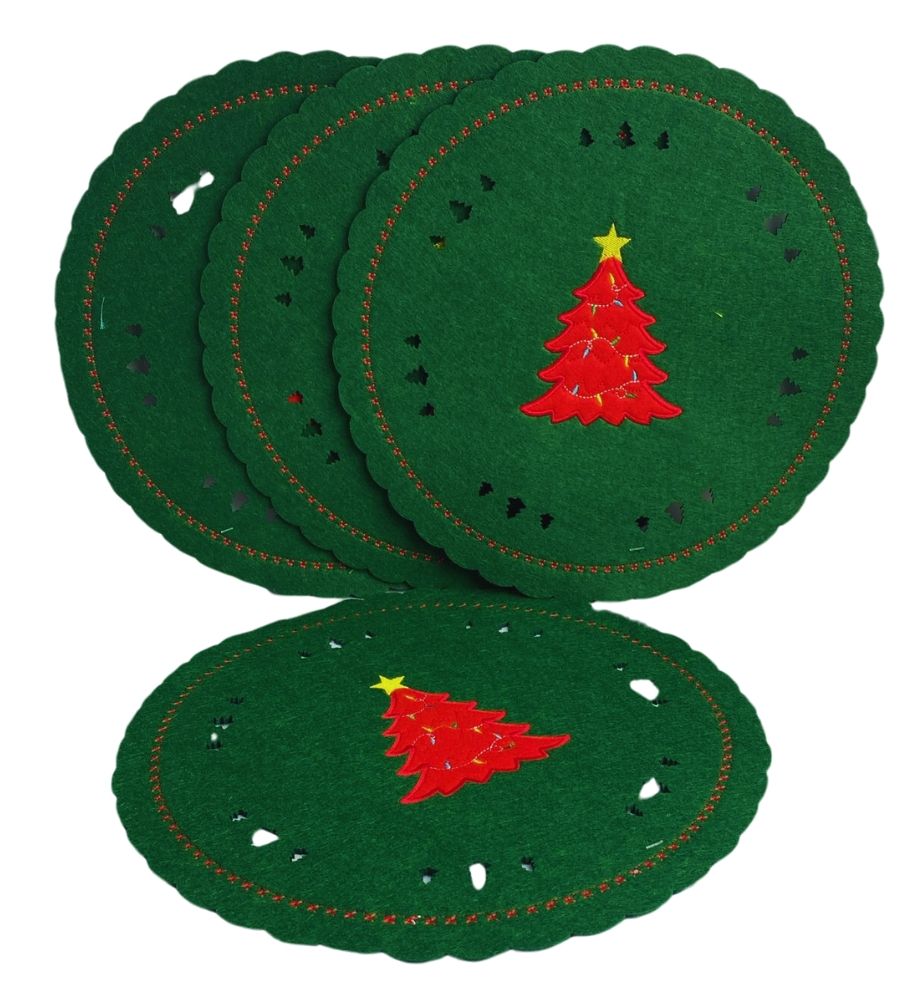 Pack 4 Sottopiatti Natalizi in Feltro Buone Feste Decorazioni Tavola 30 cm Addobbi Natale