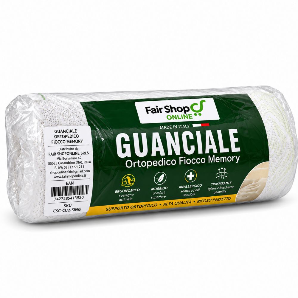Cuscino Guanciale Ortopedico Fiocco Memory Anallergico Antiacaro 74X42 H 16 cm