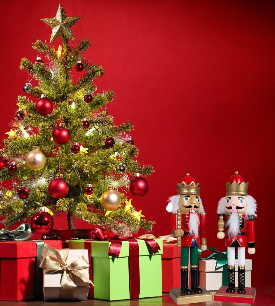 Schiaccianoci Coppia di Soldatino Natalizio in Legno Dipinti a Mano Natale 25cm