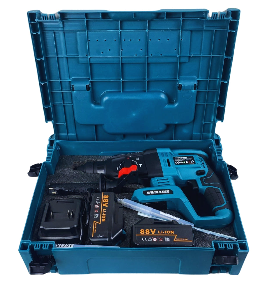 Trapano Tassellatore Martello a Percussione Demolitore 2 Batterie 88V SDS Plus