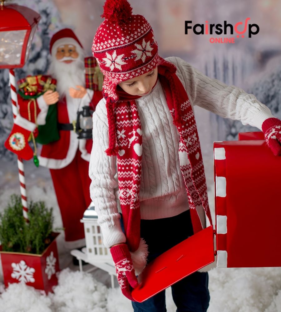 Cassetta Lettere di Babbo Natale Buca Postale Natalizia Metallo Addobbi Rossa