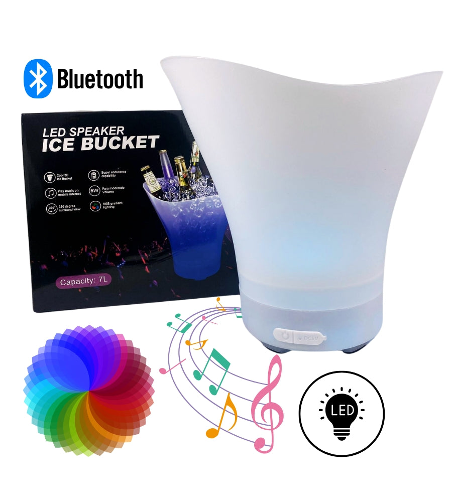 Secchiello Ghiaccio Seau Glaces Cestello 7 Litri LED RGB con Speaker Bluetooth