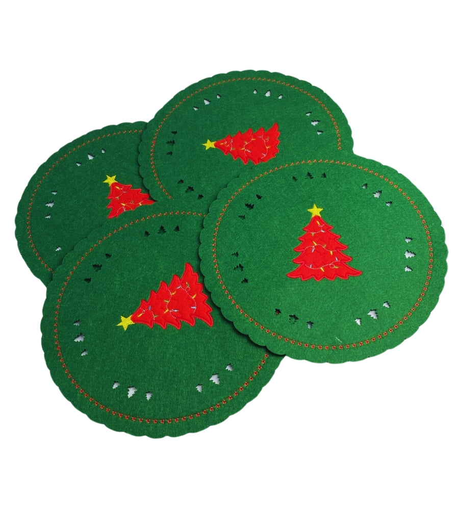 Pack 4 Sottopiatti Natalizi in Feltro Buone Feste Decorazioni Tavola 30 cm Addobbi Natale