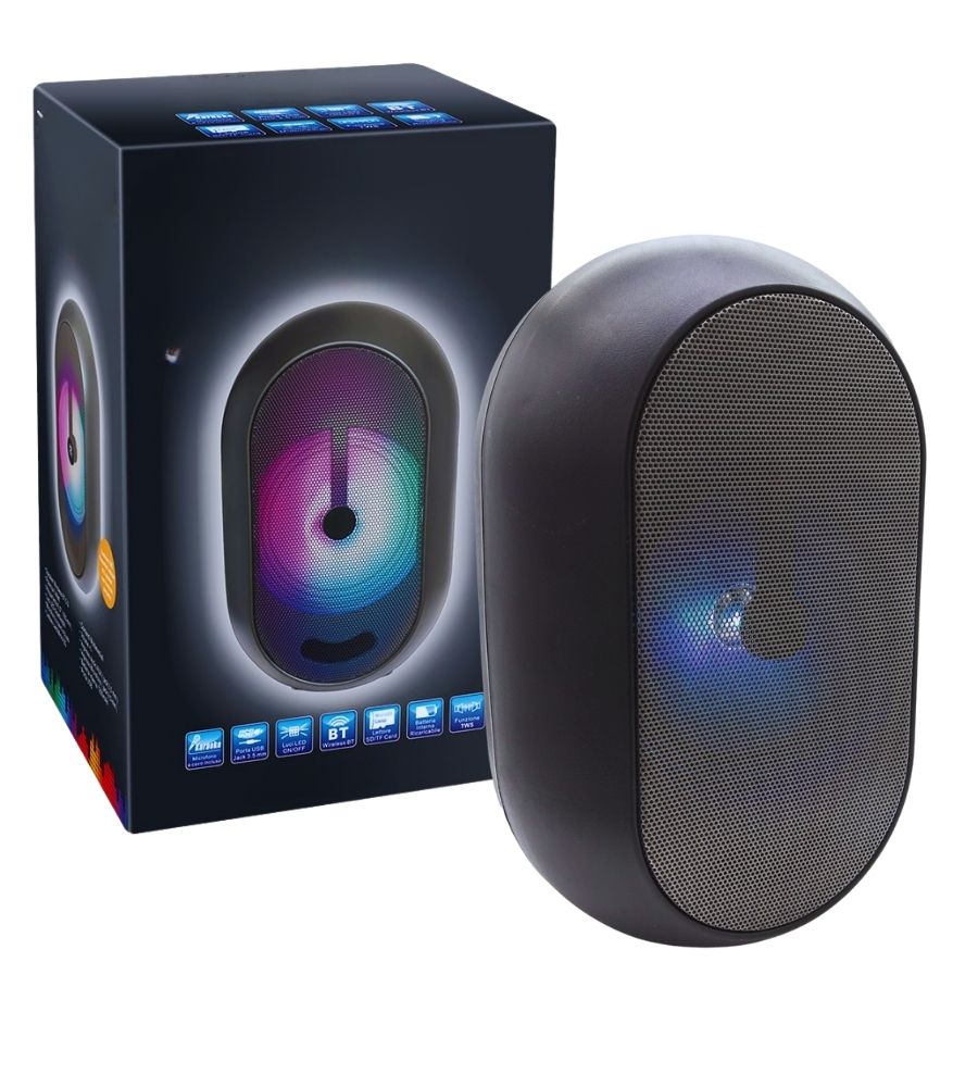 Speaker Cassa Bluetooth 5.0 Altoparlante Portatile TWS Microfono Luci LED
