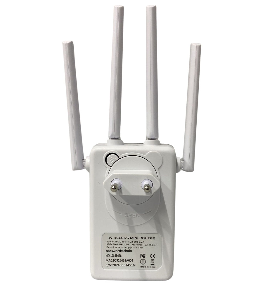 Mini Router Ripetitore Wifi 4 antenne Amplificatore Rete 300 Mps WPS LAN 2.4GHz