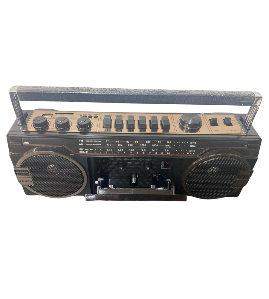 Stereo Portatile Bluetooth Boombox Radio Cassette REC Portatile o Cavo FM-AM