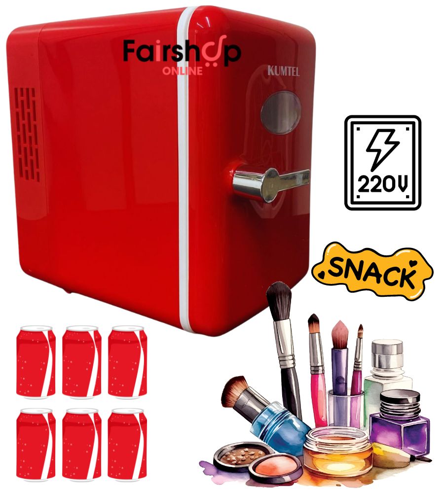 Mini Frigo Portatile Frigorifero Mini Bar da Camera 4L 220V Maniglia Vintage