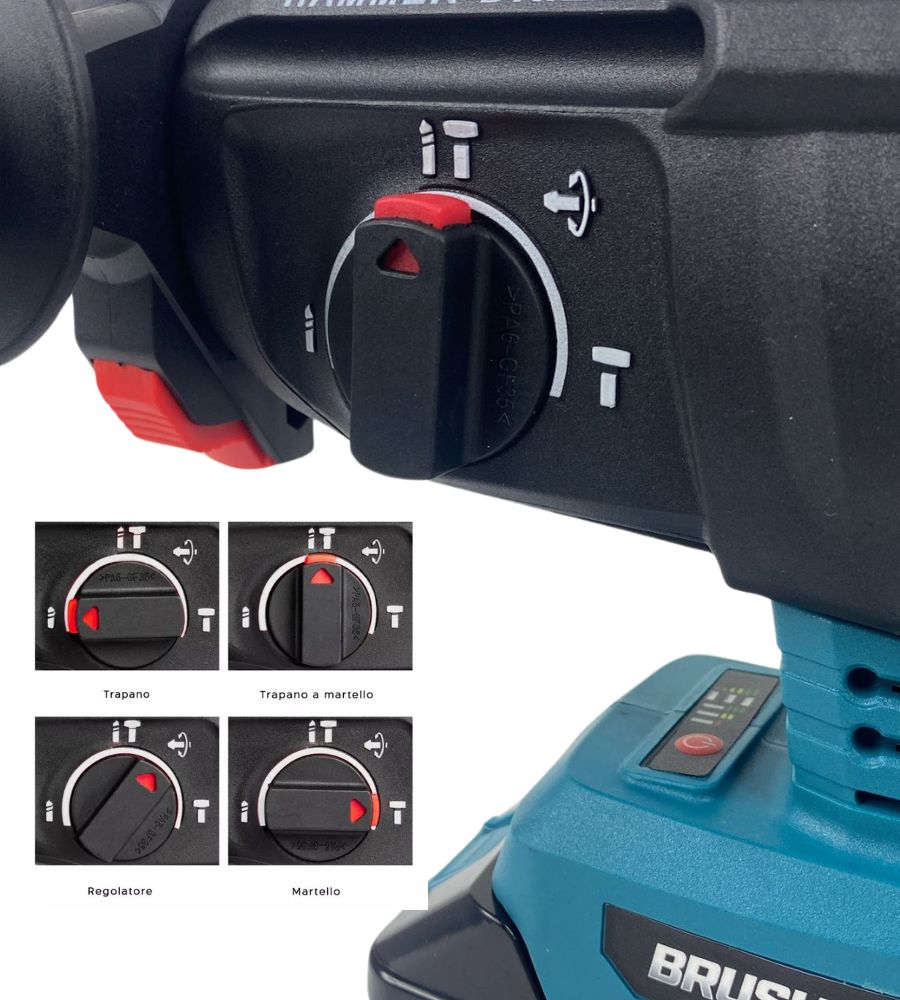 Trapano Tassellatore Martello a Percussione Demolitore 2 Batterie 88V SDS Plus