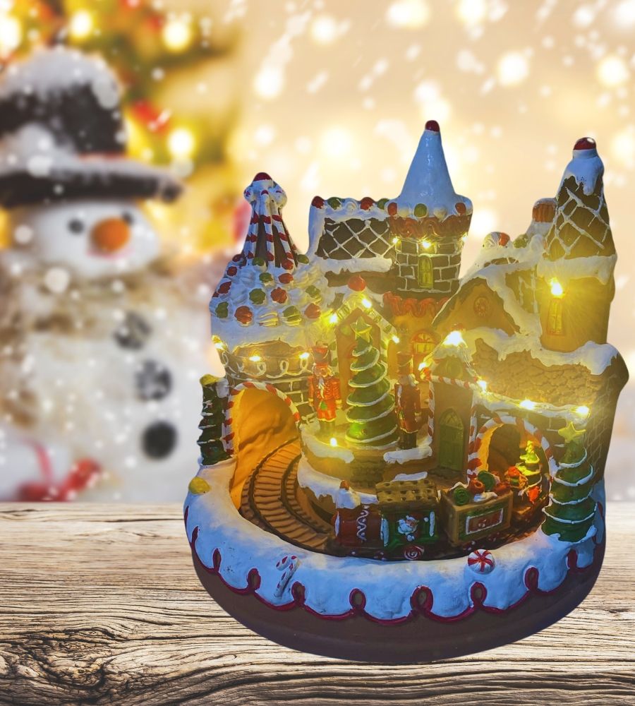 Scenario Natalizio Villaggio Babbo Natale Cake Treno Luci Suoni e Movimento