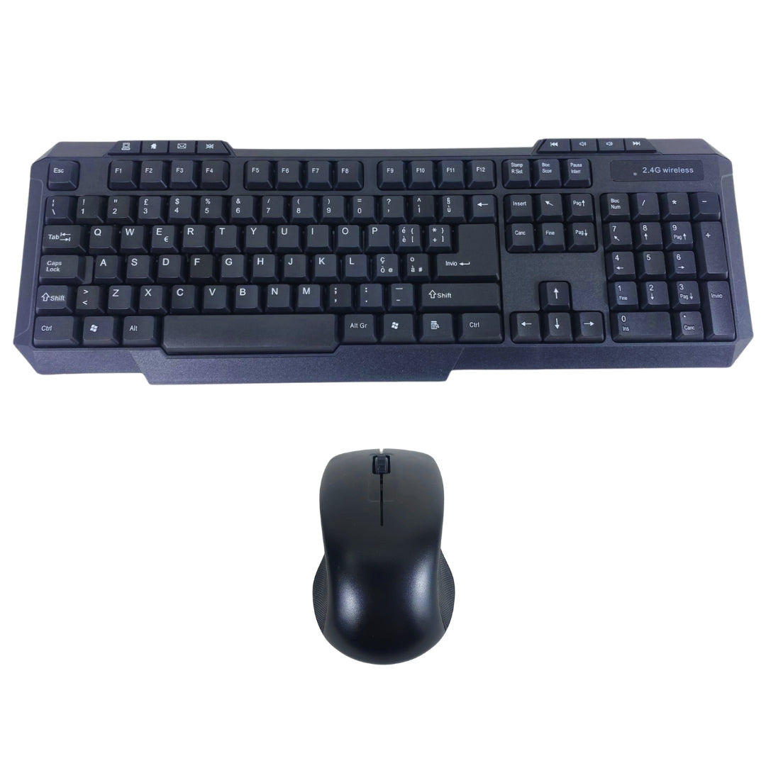 Tastiera e Mouse Wireless Senza Fili Layout Italiano Querty Combo PC Desktop