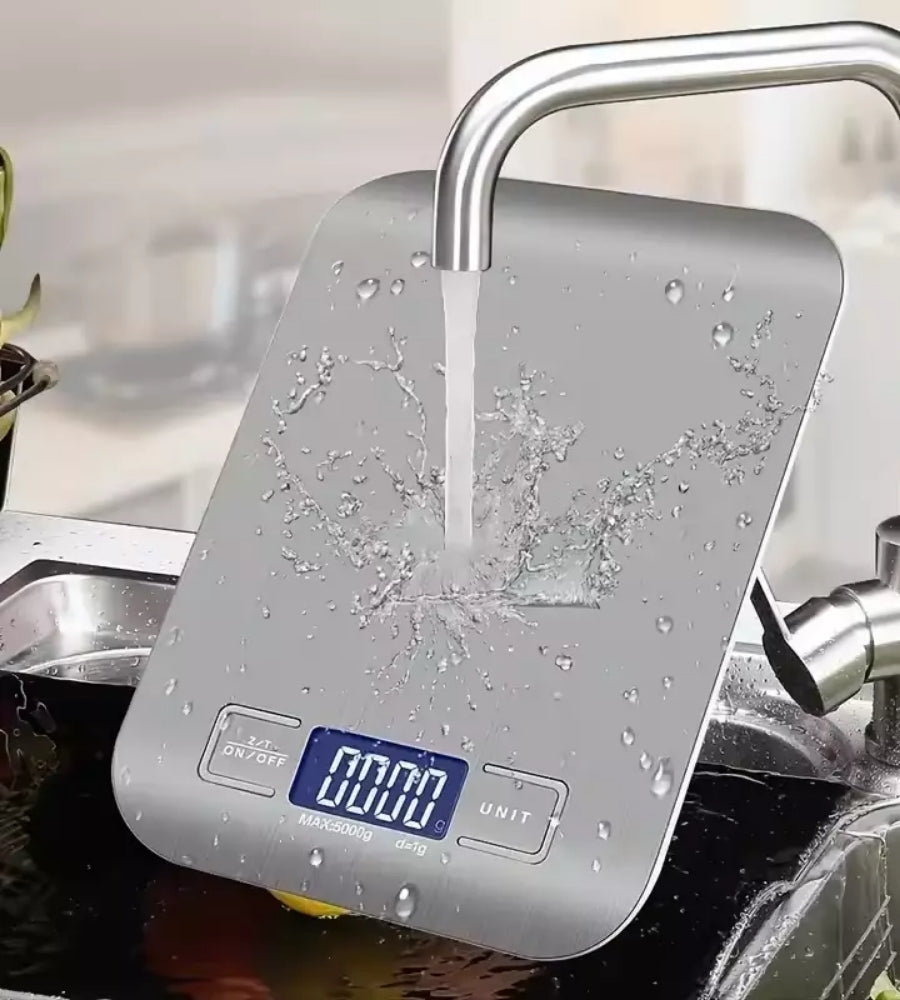 Bilancia da Cucina Digirtale Acciaio Inox Display LCD 0,1- 5Kg Tara Peso Preciso