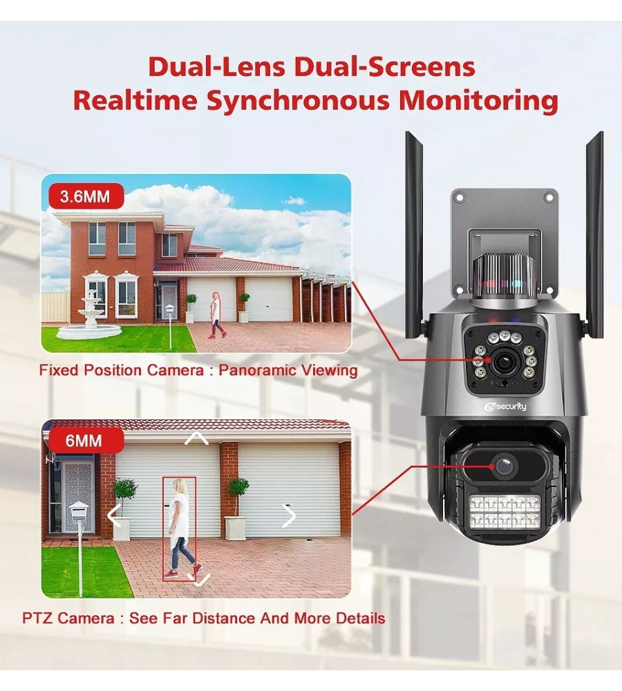 Telecamera WiFi ICSEE Sicurezza Motorizzata 4K Doppio Obiettivo Esterno IP66