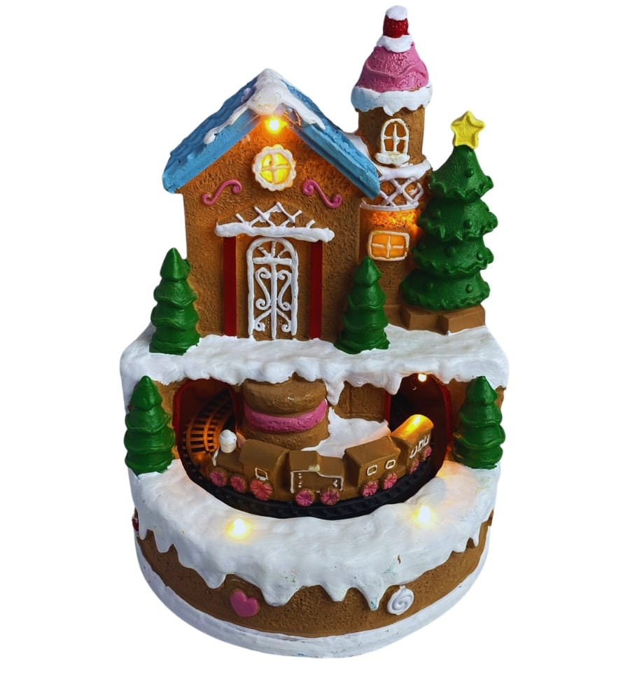 Villaggio Natalizio Scenario di Natale Cake Trenino con Suoni Movimento LED