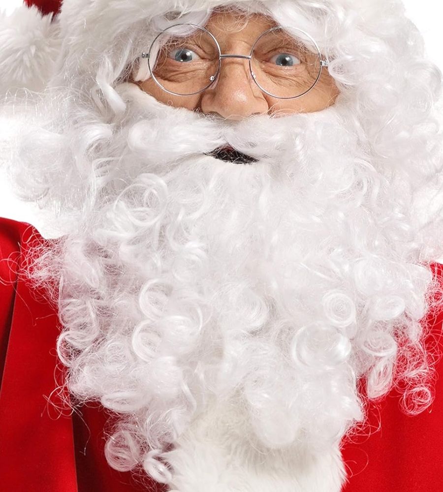 Barba babbo natale bianca lunga realistica Santa Claus accessorio vestito 25 cm