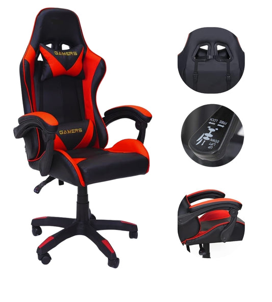 Sedia Gaming Poltrona Scrivania Ufficio Casa Reclinabile Cuscino Lombare Red
