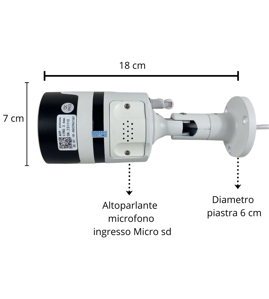 Telecamera IP Cam P2P WiFi SD Esterna Notturna Sorveglianza Smart App YOOSEE 1A