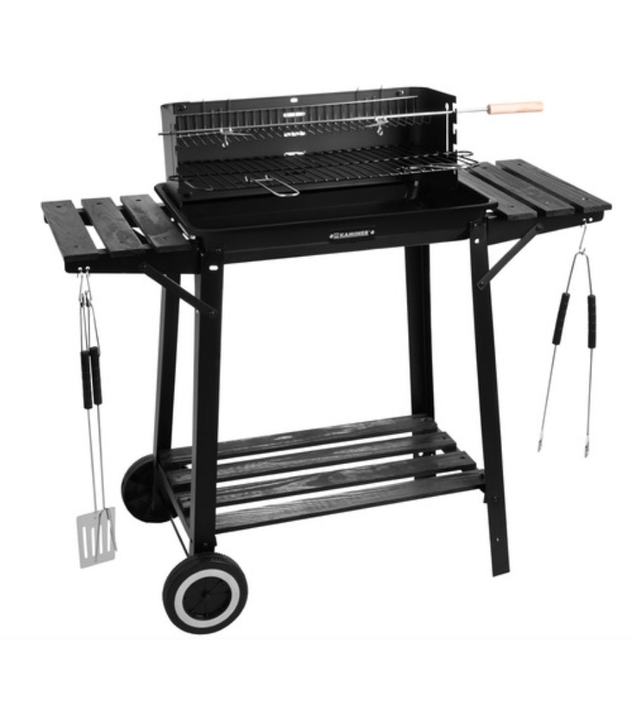 Barbecue a Carbone da Giardino con Girarrosto 93x41x86cm BBQ Grill con Accessori