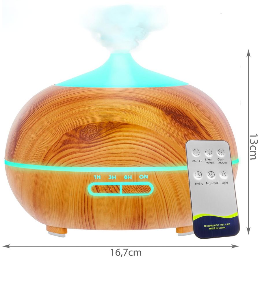 Diffusore di Aromi con 2 Oli Essenziali Ultrasuoni Luce Led Timer Telecomando