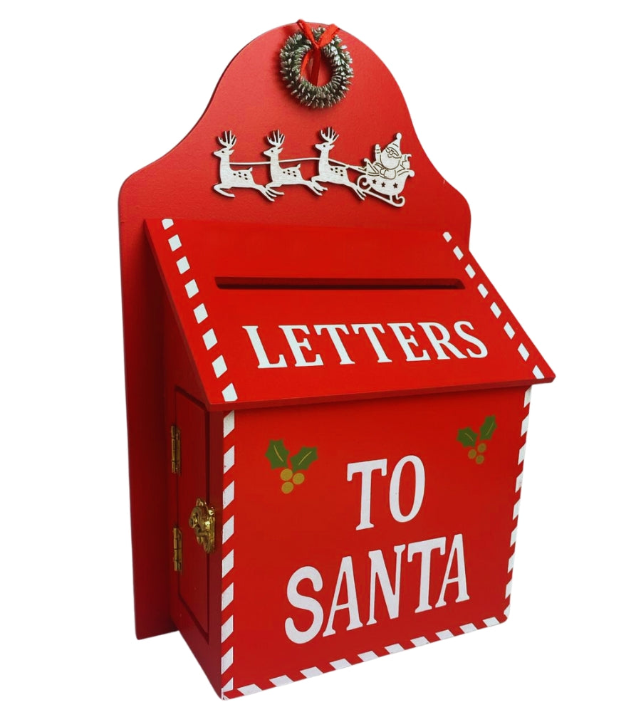 Cassetta Lettere di Babbo Natale in Legno 32 x 20 cm Buca Postale Natalizia