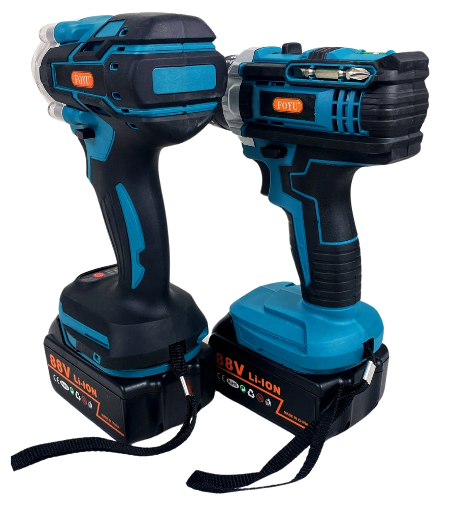 Kit Trapano Avvitatore ad Impulsi + Avvitatore a Percussione Doppia Batteria