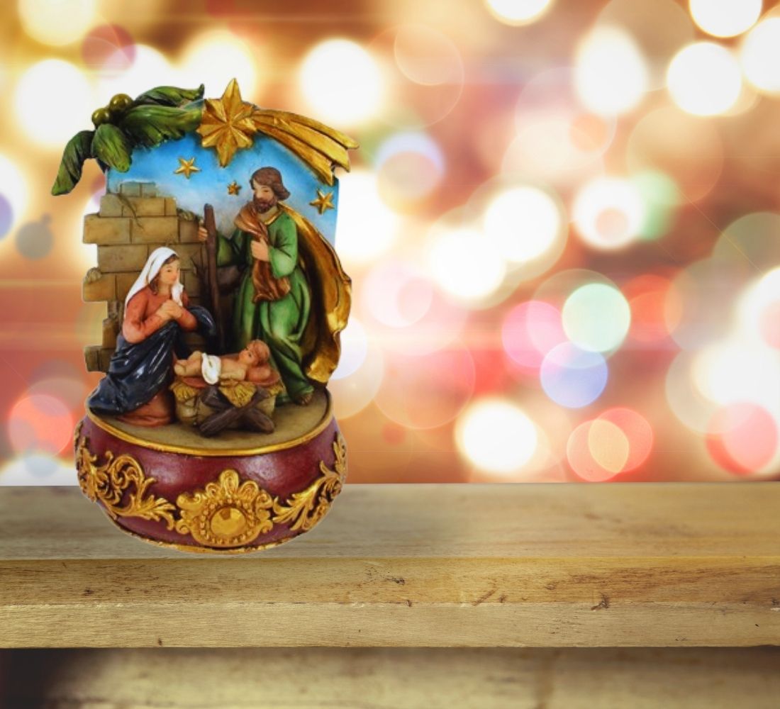 Carillon di Natale Musicale Meccanico a Corda Nativita' Presepe Decorazione Casa