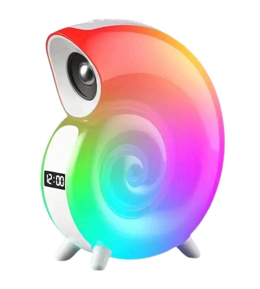 Cassa Speaker BT Lampada LED RGB Conchiglia con Orologio Display e Sveglia
