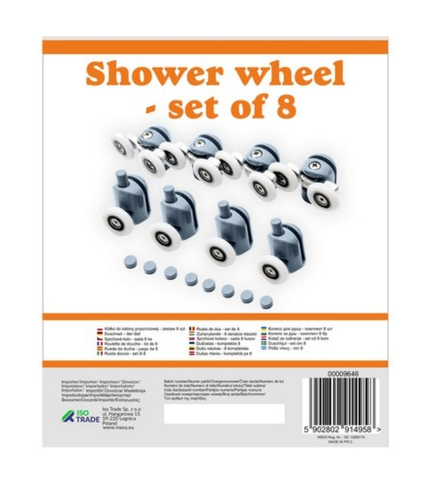 Set 8 Rotelle Ruote di Ricambio per Box Doccia Rulli Cuscinetti Porta Scorrevole