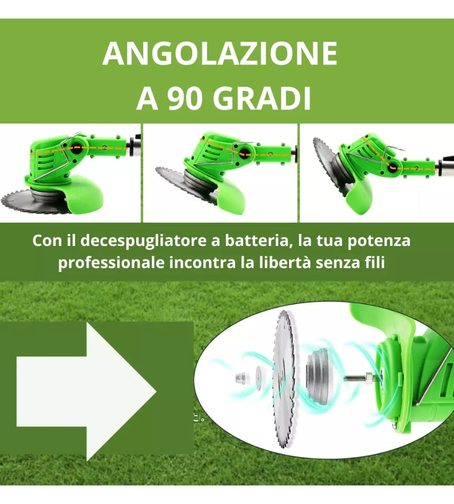 Decespugliatore a Batteria Tagliabordi Tagliaerba Elettrico 600W 2 Batterie