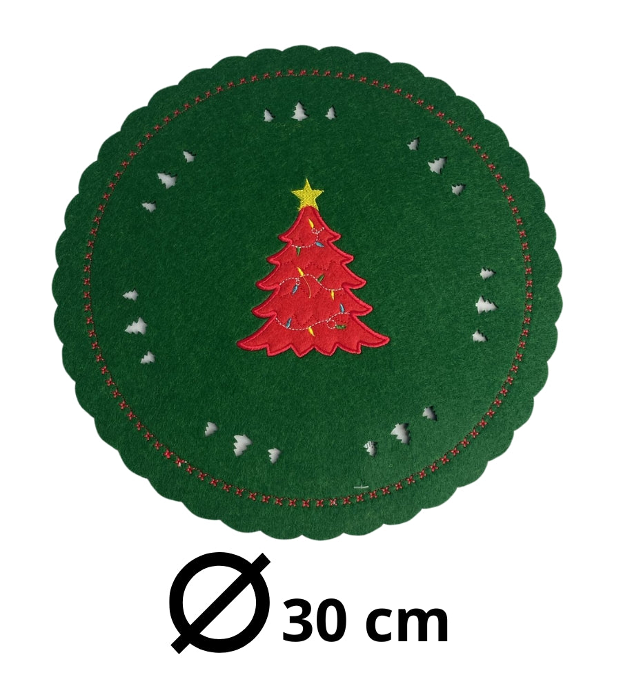 Pack 4 Sottopiatti Natalizi in Feltro Buone Feste Decorazioni Tavola 30 cm Addobbi Natale