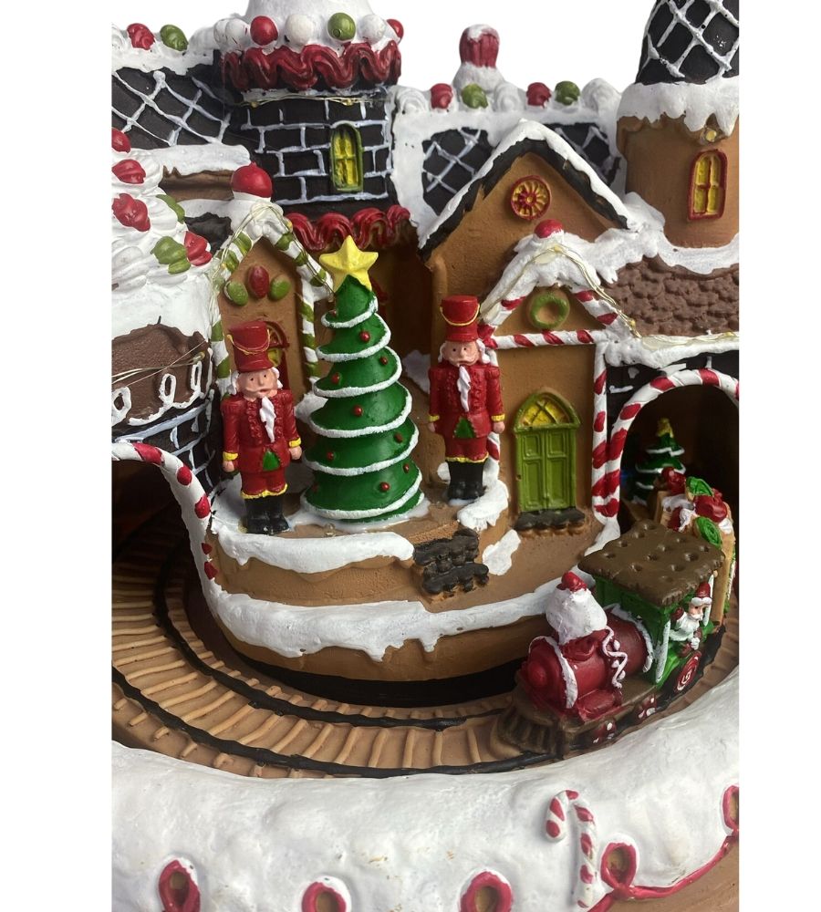 Scenario Natalizio Villaggio Babbo Natale Cake Treno Luci Suoni e Movimento