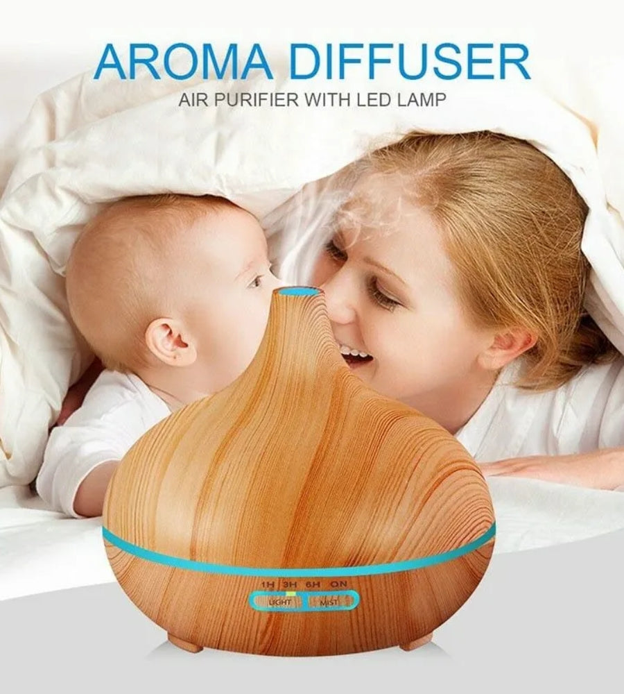 Umidificatore D'aria Diffusore Aromi Oli Essenziali Purificatore LED Telecomando