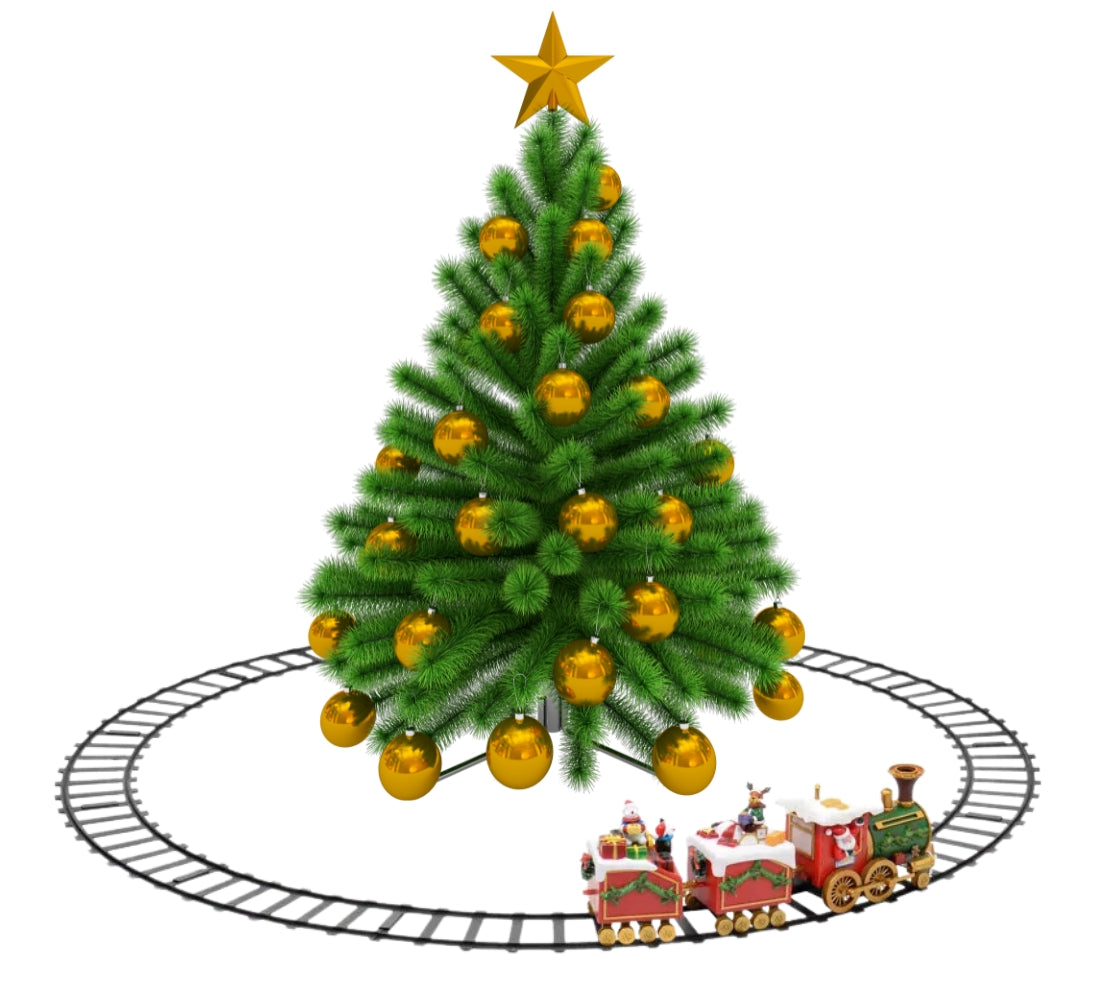 Trenino Natalizio per Albero di Natale Pista ø 135cm Locomotiva 46x14 Luci Suoni