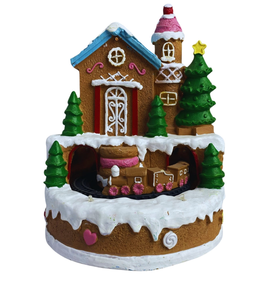Villaggio Natalizio Scenario di Natale Cake Trenino con Suoni Movimento LED