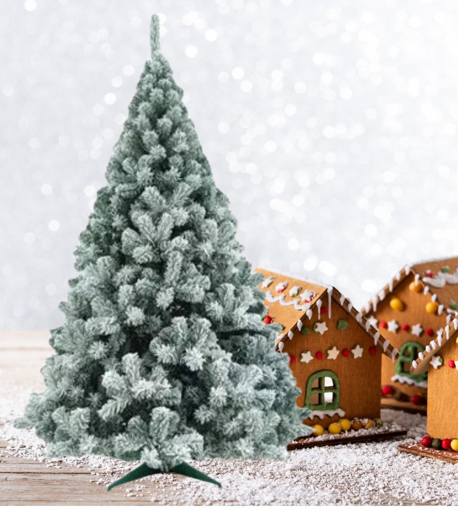 Albero di Natale 60 cm Verde Innevato Artificiale 90 Punte Ø 20 cm Snow