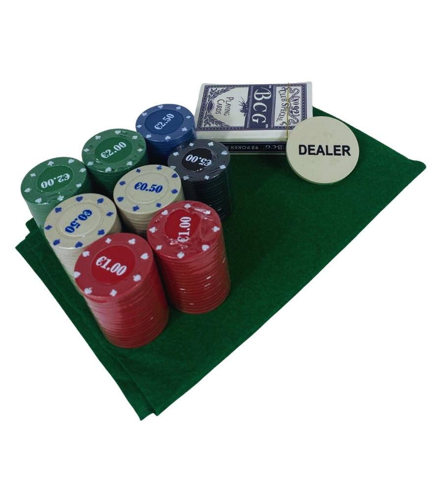 Fair Set Poker in Astuccio con Cerniera Portatile 150 fiches Carte e Tappeto Incluso