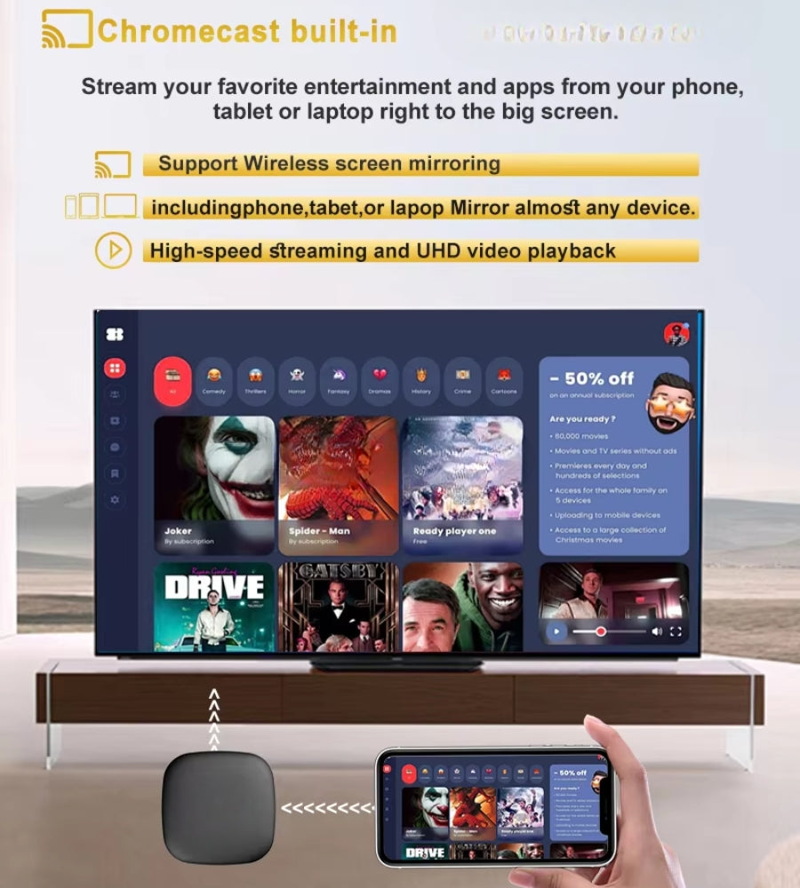 Android Smart TV Box WiFi UHD Tv Box Mini 8K QuadCore Full HD Ram 8GB + 64GB Rom