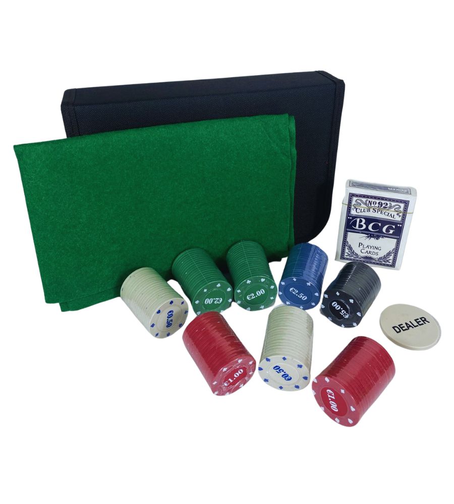 Fair Set Poker in Astuccio con Cerniera Portatile 150 fiches Carte e Tappeto Incluso