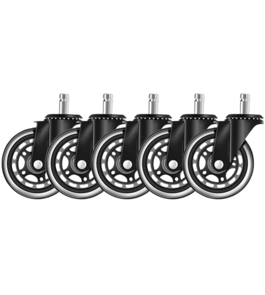 Set 5 Ruote per Sedia da Ufficio Rotelle Nere Kit Ricambio Poltrona Gaming 5 pz