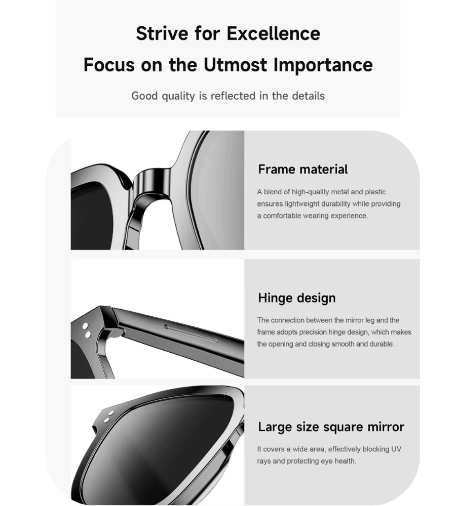 Occhiali da Sole Smart Occhiali Bluetooth Touch Altoparlanti Integrati Musica