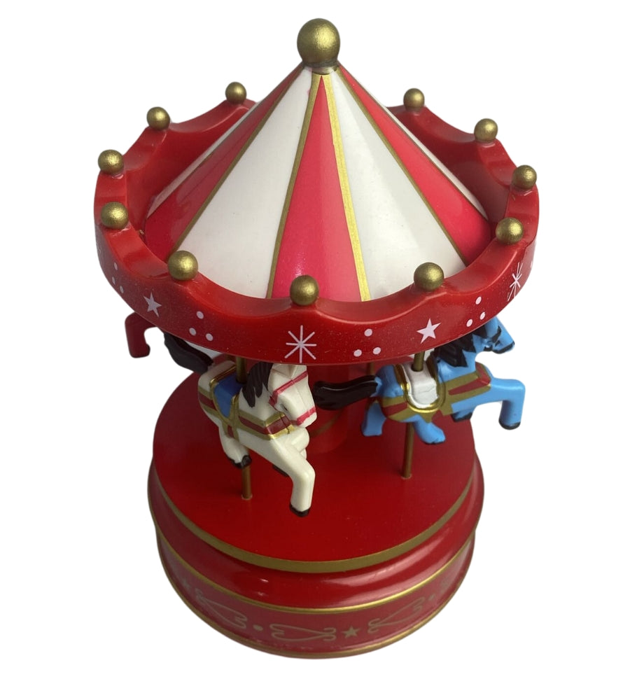 Carillon a Corda Giostrina con Cavalli Natalizia Melodia e Movimento 18 x 11 cm