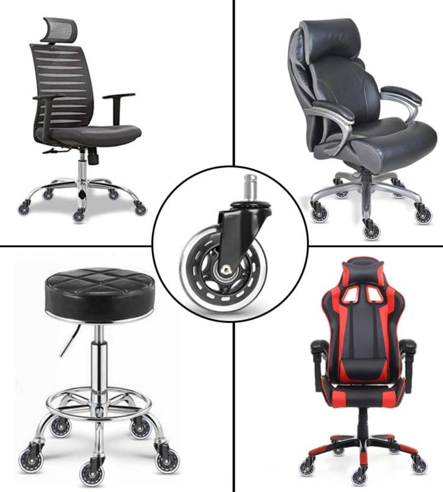 Set 5 Ruote per Sedia da Ufficio Rotelle Nere Kit Ricambio Poltrona Gaming 5 pz