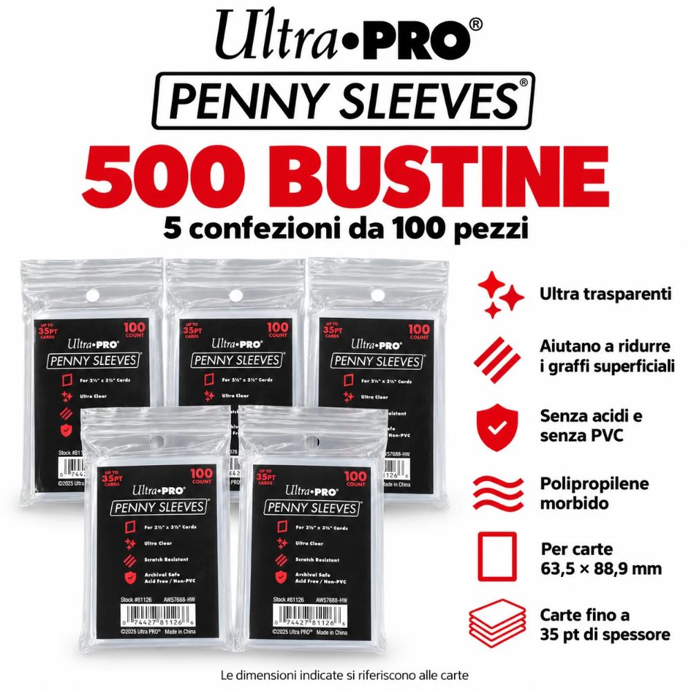 Ultra PRO Penny Sleeves 500 Bustine Protettive Carte Pokémon Magic 5x100